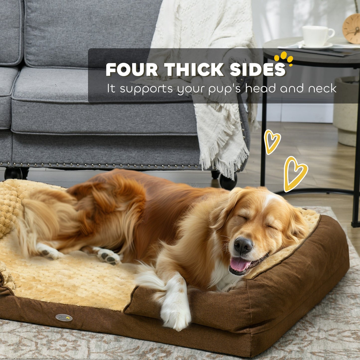 Pawhut Dog Bed Calming Pet Bed Dog Mattress for Large Dogs - Brown