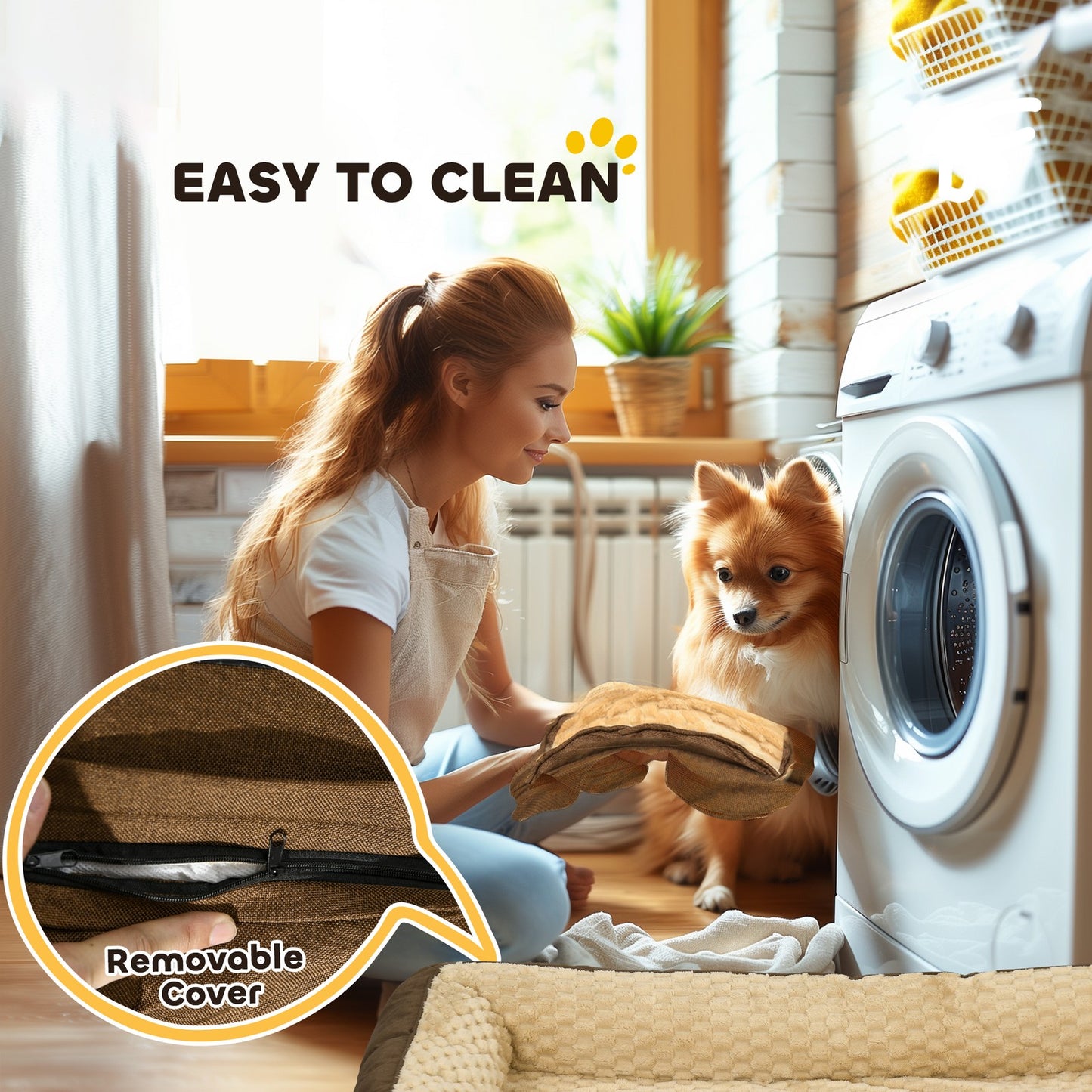 Pawhut Dog Bed Calming Pet Bed Dog Mattress for Large Dogs - Brown