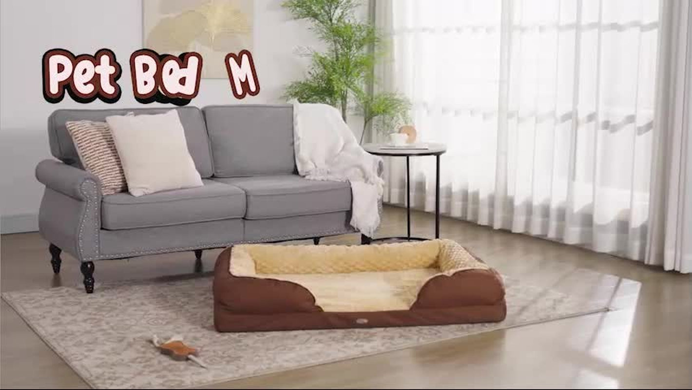 Pawhut Dog Bed Calming Pet Bed Dog Mattress for Large Dogs - Brown