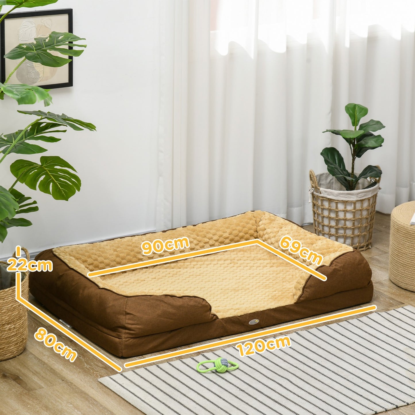 Pawhut Dog Bed Calming Pet Bed Dog Mattress for Large Dogs - Brown